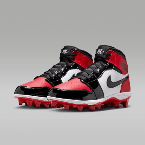 Jordan 1 Mid TD Men's Football Cleat (FJ6805-601, Gym Red/White/Black) Size 10.5