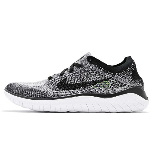 Nike Men's Free Run Flyknit 2018 Running Shoes, White White Black 101, 7.5
