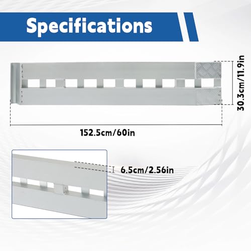 2PCS 60 Inch x 12 Inch Aluminum Trailer Loading Ramps - 6000 lbs Capacity with Beavertail Hook End