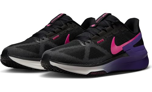 Nike Men's Structure 25 Road Running Shoes, Black Laser Fuchsia Anthracite, 9 US