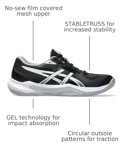 ASICS Women's Gel-Tactic 13 Volleyball Shoes, 8, Black/White
