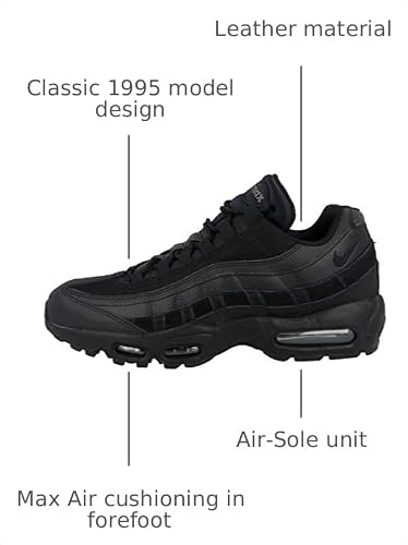 Nike Air Max 95 Essential, Men's Running Shoes, Black Black Dk Grey, 42 EU