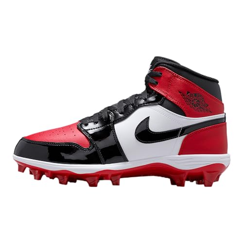 Jordan 1 Mid TD Men's Football Cleat (FJ6805-601, Gym Red/White/Black) Size 10.5