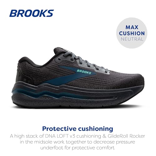Brooks Men’s Ghost Max 2 Neutral Running & Walking Shoe - Ebony/Cockatoo/Blue Sapphire - 11.5 Medium