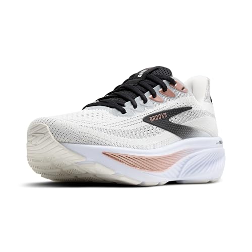 Brooks Women’s Ghost 17 Neutral Running Shoe - White/Black/Rose Gold - 8 Medium