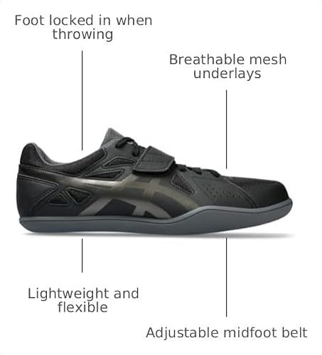 ASICS Men's Hyper Throw 3 Track & Field Shoes, 10, Black/Gunmetal