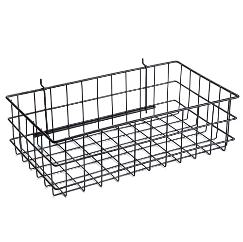 Right Arrange Pegboard Basket Size XL, Black - Hooks to Any Peg Board - Square Style Wire Shelf Baskets - Organize Tools, Workbench, Accessories, Garage Storage - Wall Organizer Attachments