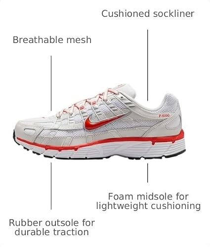 Nike P-6000 Women's Shoes (BV1021-107, White/Platinum Tint/Black/Picante Red) Size 9.5