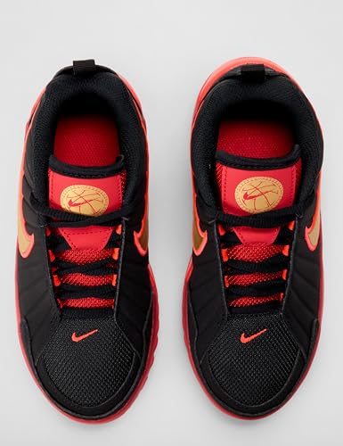 Nike Little Kid's Lebron Witness IX Basketball Shoes, Black/Metallic Gold-University Red, 3Y
