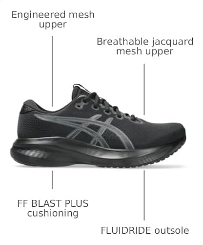 ASICS Women's Gel-Excite 11 Running Shoes, 8, Black/Carrier Grey
