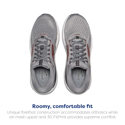 Brooks Men's Addiction GTS 15 Supportive Running Shoe - Grey/Ebony/Chili Oil - 7 Narrow