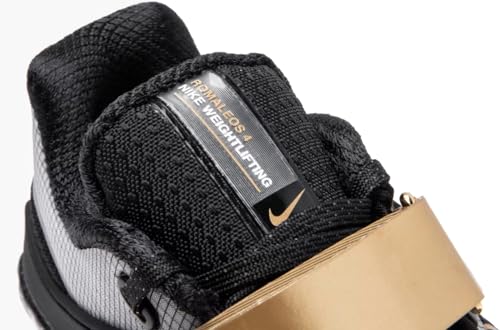 Nike Romaleos 4 Weightlifting Shoes (CD3463-001, Black/Metallic Gold/White/Metallic Gold) Size 10.5