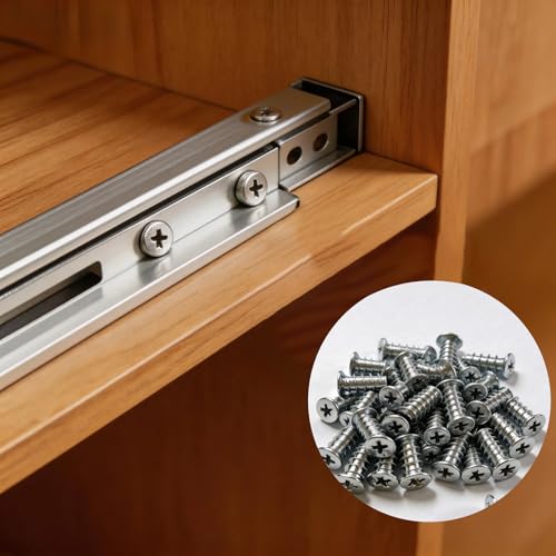 50 PCS Furniture Screws, Drawer Slide Screws Set, Cabinet and Furniture Repair Screws, Steel Construction with Phillips Flat Head Design, Compatible with Most Furniture Brands