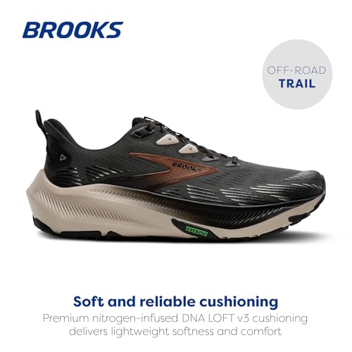 Brooks Men's Ghost Trail, Off-Road Running Shoe for Rugged Terrain - Ebony/Black/Clove - 10.5 Medium
