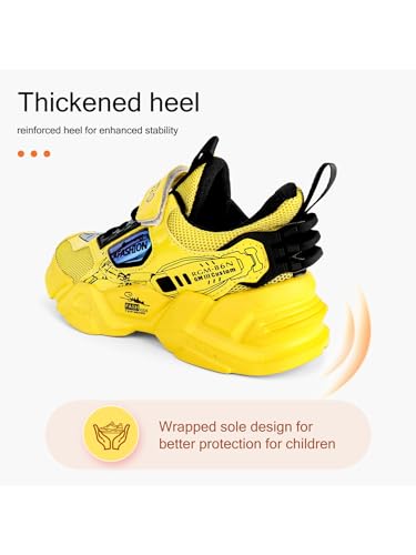 WZRUISEN Boys and Girls Leisure Sports Basketball Hiking Shoes Yellow 12 Little Kid