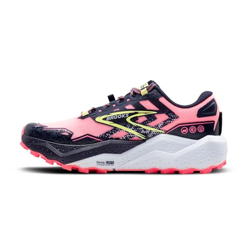 Brooks Women’s Caldera 7 Trail Running Shoe - Pink/Peacoat/Sunny Lime - 6 Medium
