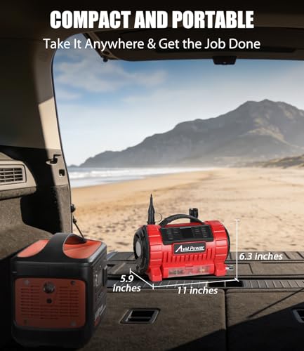 AVID POWER Portable Tire Inflator Air Compressor, 110V AC/12V DC Tire Pump