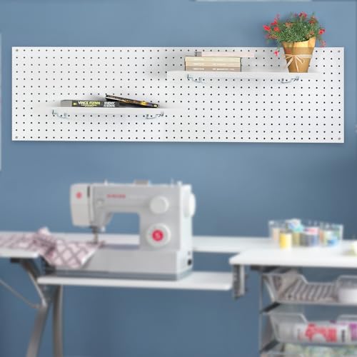 Pegboard Shelf Hooks, 4 Pack Metal Utility Hook Set, 1/4 inch Peg Board Organizer Accessories, Shelves and Baskets Brackets, Display and Storage Rack for Garage Art Craft Room Office (Silver, 6")