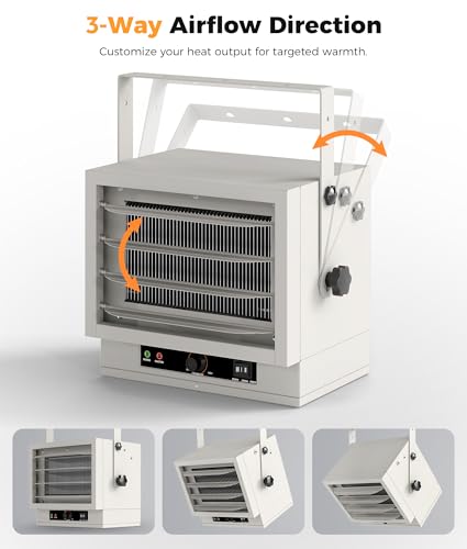 Oylus Electric Garage Heater for Indoor Use - 5000W, 240V Wall/Ceiling/Floor Mounted Shop Heater, Dual Overheat Protection & 3 Adjustable Angles, Industrial Heavy-Duty Heaters for Workshop, Warehouse