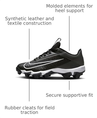 Nike Boy's Vapor Edge Shark 2 Football Cleats Black | White Size 5 Medium