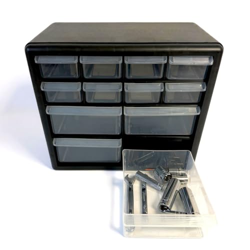 Homak 12-Drawer Parts Organizer, Black, HA01012001