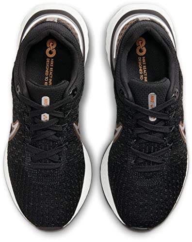 NIKE Women's React Infinity Run Fk 3 Shoe, Black Anthracite Metallic Copper Metallic Silver, 7 UK