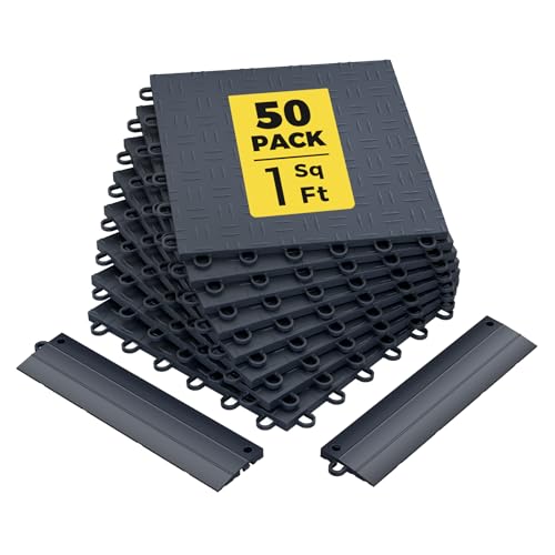 CAMMOO Upgraded V2.0 Garage Floor Tiles 12"x12", Graphite Gray