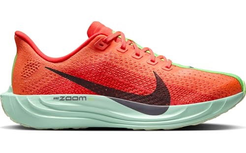 Nike Pegasus Plus Women's Road Running Shoes (FQ7261-600, Bright Crimson/Lime Blast/Mint Foam/Cave Purple) Size 8