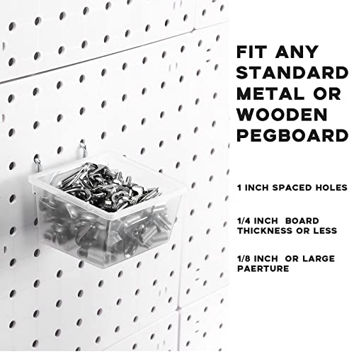 Sieral 30 Pcs Pegboard Organizer Accessories Kit Includes Peg Board Shelving Storage Basket Organizer Bins Hooks Loops Cup with Cup Holder for Garage Room Wall Attachments Tools(White, Clear, Silver)