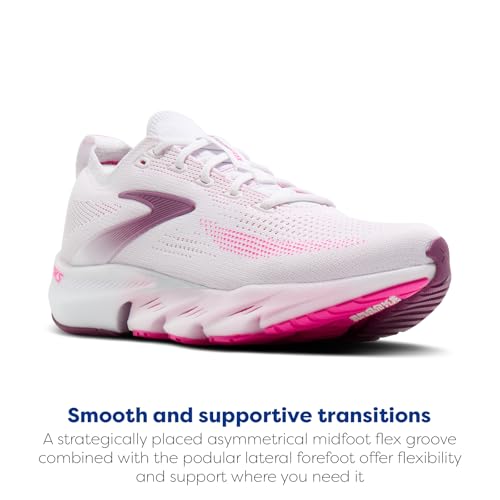Brooks Women’s Glycerin Flex Neutral Running & Walking Shoe - White/Cyber Pink/Argyle - 8.5 Medium