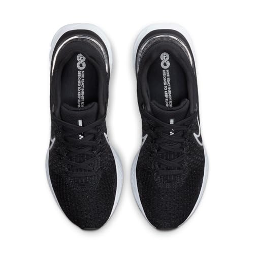 Nike Men's React Infinity Run Flyknit 3Sneaker, Black White, 10.5 US