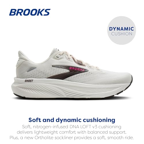 Brooks Women’s Ghost 18 Neutral Running & Walking Shoe - Coconut/Coffee/Fuchsia - 9 Medium