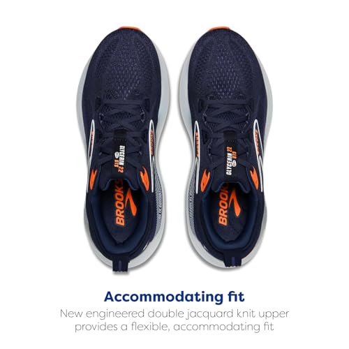 Brooks Men’s Glycerin GTS 22 Supportive Running Shoe - Peacoat/Blue Ribbon/Orange - 12.5 Medium