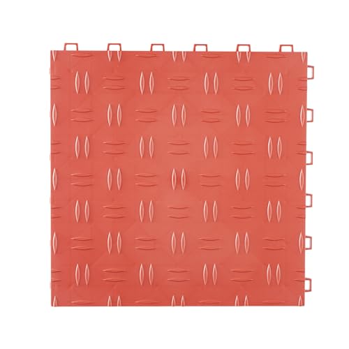 VEVOR Garage Floor Tiles 12 x 12 x 0.53 inch, Interlocking Design Ease of Installation Double-Sided Texture Non-Slip Sturdiness, for Garages, Basements, Repair Shops, Red, 50 Pack