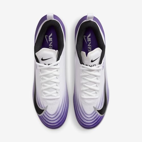 Nike Vapor Speed 3 Football Cleats (HM8849-101, White/Court Purple/Metallic Silver/Black) Size 8.5