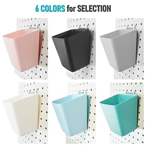 G.CORE Large Pegboard Cups Peg Board Storage Bin 6 Pack with Hooks, Square Box Shape Pegboard Cup Holder Accessories for Garage Workbench/Craft Room/Office/Playroom/Home Kitchen Organization (Pink)
