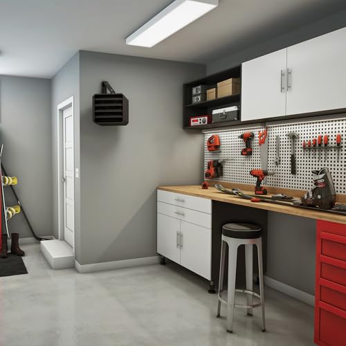 Stelpro Oxford Electric Garage Heater, 4000W / 240V, 11 5/8″ L x 13 1/16″ H x 12" D, Heavy-Duty Heater with Built-In Thermostat and Adjustable Louvers, Wall/Ceiling Mount (ARUH4TCHAR) – Charcoal