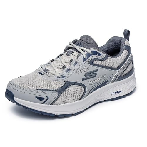 Skechers mens Gorun Consistent - Athletic Workout Running Walking Shoe With Air Cooled Foam Sneaker, Grey/Navy, 11.5 US