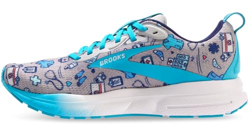 Brooks Women’s Trace 4 Neutral Running Shoe - Grey/Blue/Red - 5 Medium