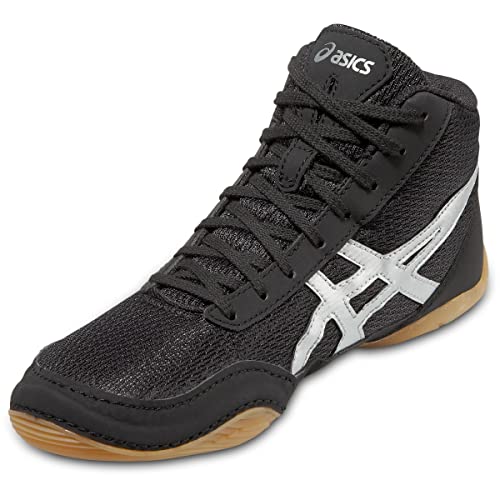 ASICS Matflex 5 GS Wrestling Shoe (Little Kid/Big Kid), Black/Silver, 2 M US Little Kid