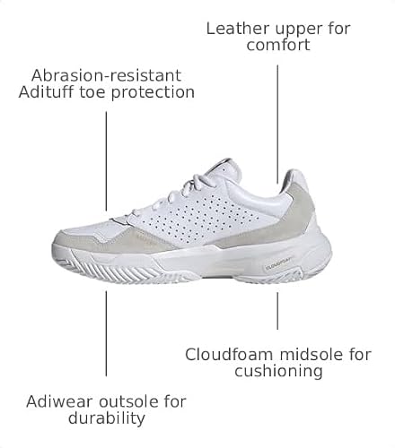 Adidas Unisex-Adult CourtJam Control 3 Premium Tennis, White/White/White, 10.5