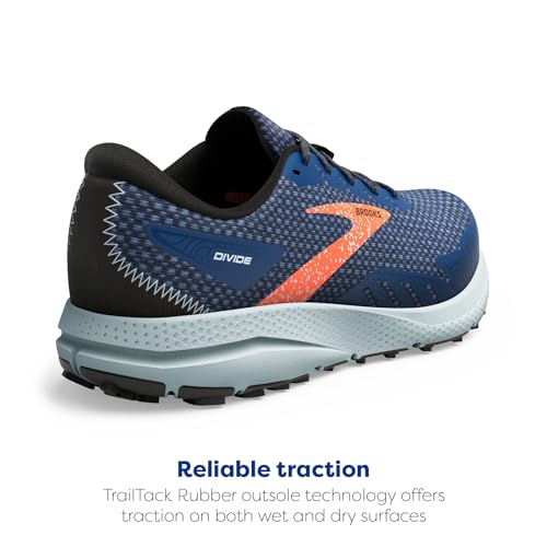 Brooks Men’s Divide 4 Trail Running Shoe - Blue/Navy/Firecracker - 7 Medium