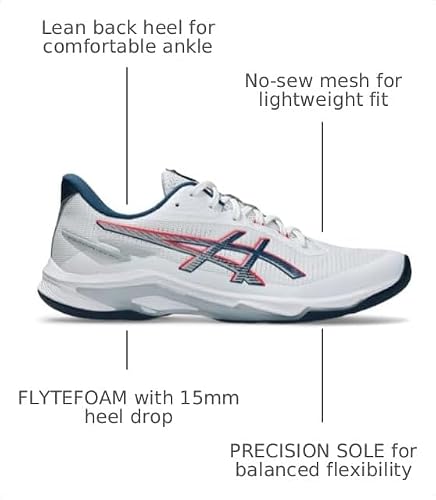ASICS Men's Netburner Ballistic FlyteFoam 4 Volleyball Shoes, 11.5, White/MAKO Blue