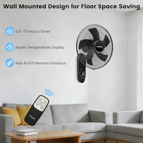 Fanspex 16" Wall Mounted Fan for Home Garage Workshop Greenhouse