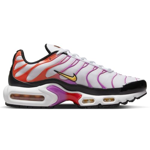 Nike Air Max Plus Womens Running Shoes, White/Citron Pulse-Black, 8 M US