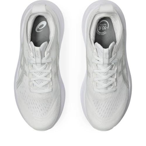ASICS Women's Gel-Nimbus 27 Running Shoes, 12, White/Glacier Grey