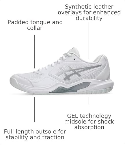 ASICS Women's Gel-Dedicate 9 Tennis Shoes, 7, White/Pure Silver