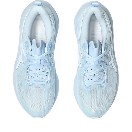 ASICS Womens Novablast 5 Lite-Show Running Shoes, LITE-SHOW/LIGHT BLUE, 8