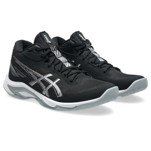ASICS Women's Netburner Ballistic FlyteFoam Mid Top 4 Volleyball Shoes, 10, Black/White