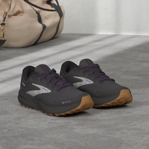 Brooks Women’s Divide 4 GTX Waterproof Trail Running Shoe - Black/Blackened Pearl/Purple - 7.5 Medium